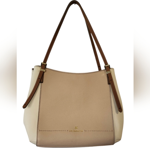 EUC Liz Claiborne Tote, Tan and Cream Purse, Liz Claiborne Purse, Two Toned Bag - Picture 10 of 16